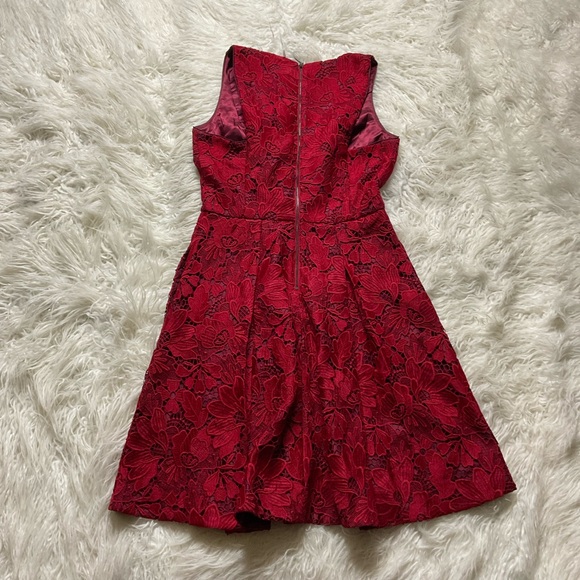 WHBM red floral-jacquard fit-and-flare dress - Picture 5 of 5